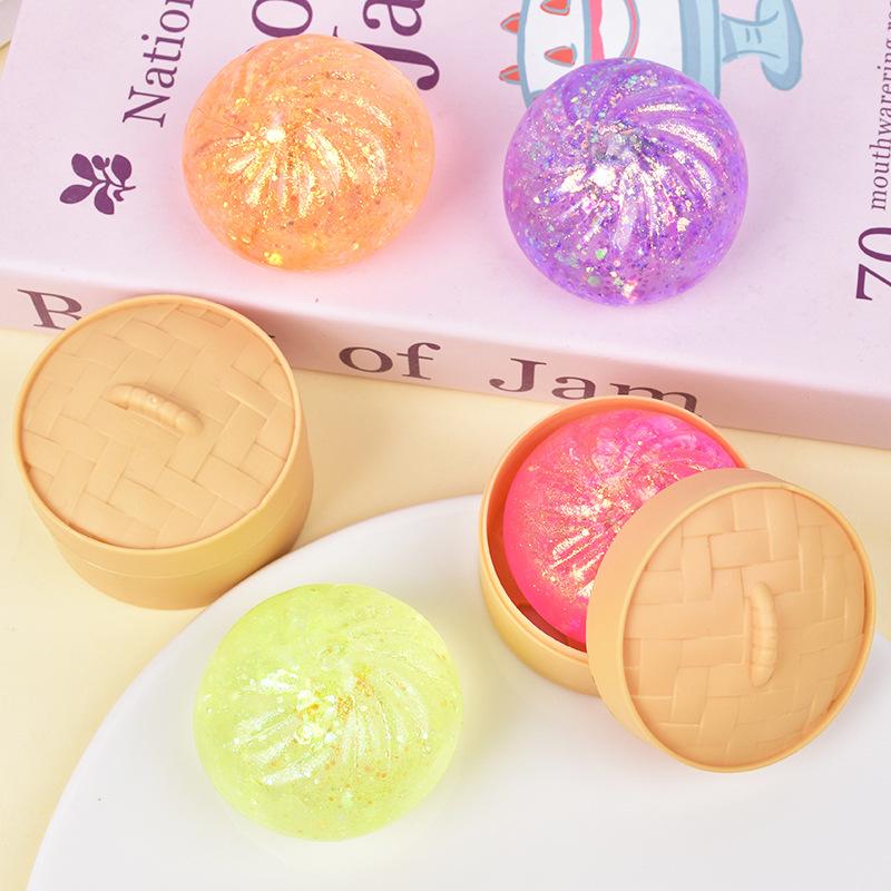 Kids Toys Dumplings - Brinquedo Sensorial Anti-stress Glitter Dumpling: Bola